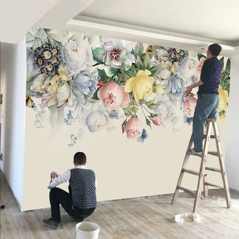 3D Amerikos stiliaus gėlių tapetai miegamajam ir svetainei, šilko medžiaga, šiuolaikinis minimalistinis stilius