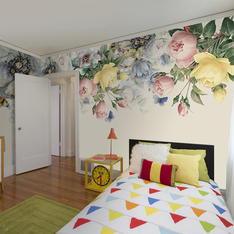 3D Amerikos stiliaus gėlių tapetai miegamajam ir svetainei, šilko medžiaga, šiuolaikinis minimalistinis stilius