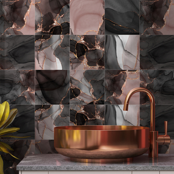 Funlife αυτοκόλλητο πλακίδιο τοίχου με μαρμάρινη υφή, παχύτερο PVC, γεωμετρικό μοτίβο, αδιάβροχο διακοσμητικό τοίχου