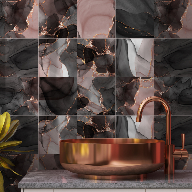 Funlife vastagított öntapadós falipanel, márvány textúra, PVC, geometriai minta, vízálló