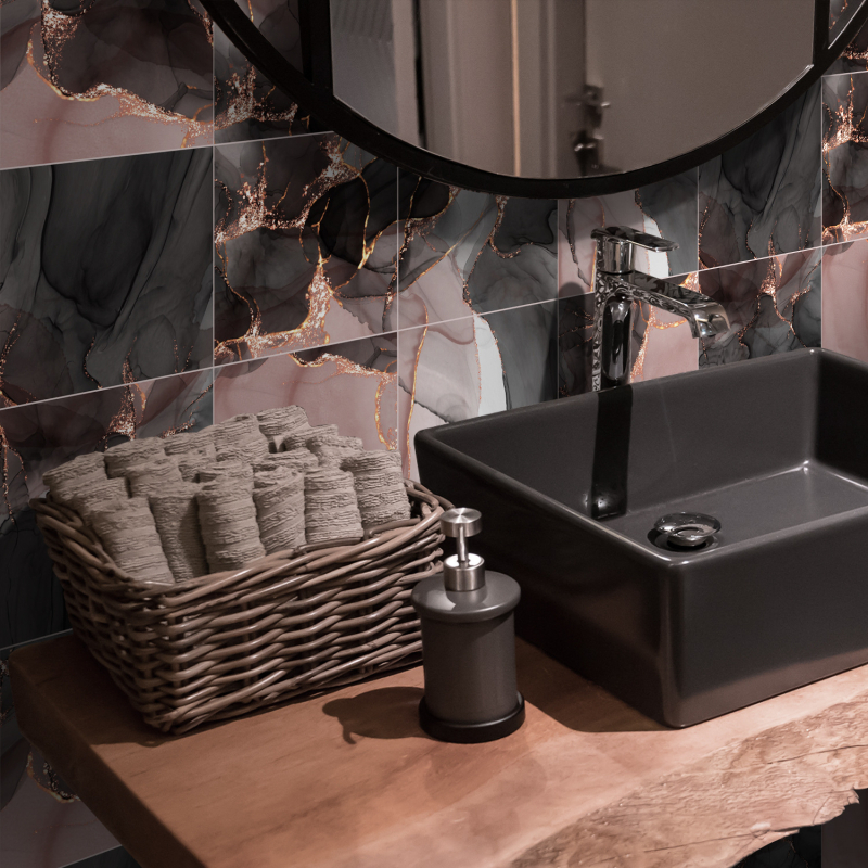 Funlife vastagított öntapadós falipanel, márvány textúra, PVC, geometriai minta, vízálló