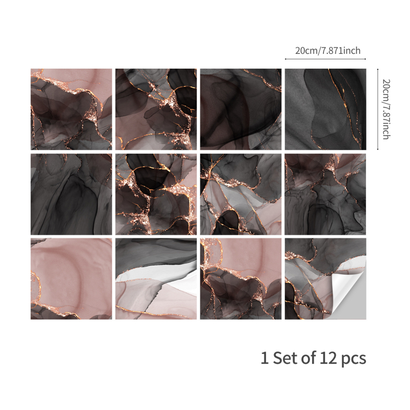 Funlife vastagított öntapadós falipanel, márvány textúra, PVC, geometriai minta, vízálló