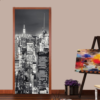 Σετ αυτοκόλλητων πόρτας 3D από PVC, διακοσμητικό αυτοκόλλητο τοίχου για σαλόνι και υπνοδωμάτιο, δύο τεμάχια