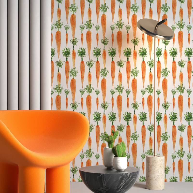 Funlife Sienų tapetai su morkų motyvu, PVC, lipnūs