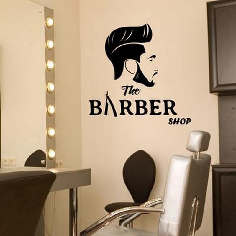 Autocolant decorativ pentru perete – siluetă a unui bărbat cu barbă, temă barber shop (PVC; 1 bucată; autocolant decorativ pentru perete; living și dormitor; stil modern minimalist)