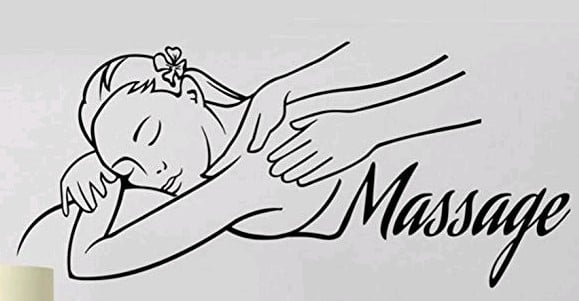 Dekoratív falikép matrica – masszázs motívum fekvő nővel – PVC anyag – fürdőszobába – modern, letisztult, sík dizájn