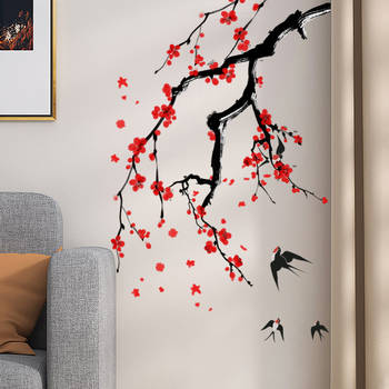 Αυτοκόλλητο τοίχου PVC | αδιάβροχο και ανθεκτικό στην υγρασία; ανθεκτικό στους σκώρους και μούχλα; μοτίβο με φυτικά λουλούδια; 1 τεμάχιο; κατάλληλο για σαλόνι, υπνοδωμάτιο, γραφείο, κουζίνα, μπάνιο.