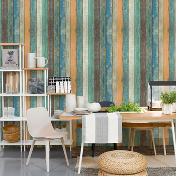 HAOKHOME lipnioji tapetė su medienos raštu, Viduržemio jūros stilius, trijų sluoksnių PVC, gaisro atspari ir atspari vandeniui.