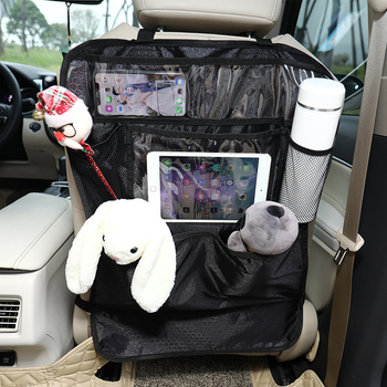 Кожена чанта за задното седло на автомобил за съхранение, монтаж с тип закачване към облегалката, капацитет 10