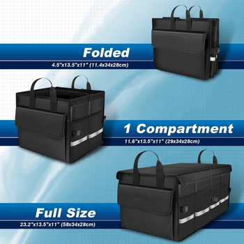 Кутия за багажник на автомобил - сгъваема платнена кутия за съхранение, с дръжка, печат на лого, устойчивост на компресия