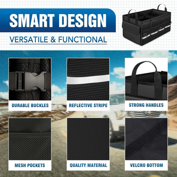 Кутия за багажник на автомобил - сгъваема платнена кутия за съхранение, с дръжка, печат на лого, устойчивост на компресия