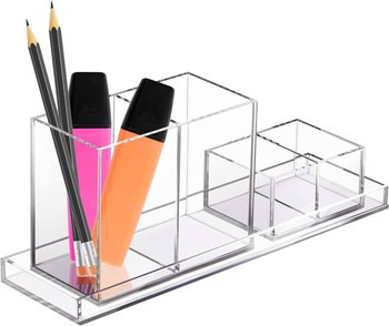 Διαφανής ακρυλικός οργανωτής γραφείου με δίσκο, σετ 4 τμημάτων