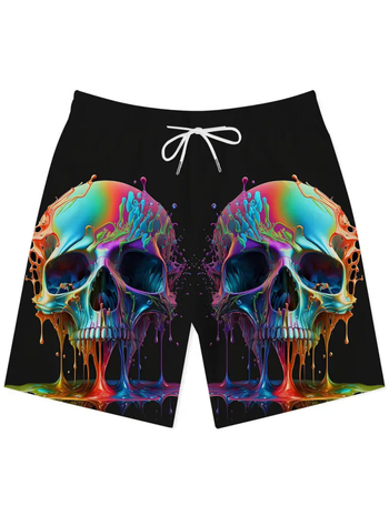 Ανδρικά χαλαρά σορτς παραλίας με ψηφιακή εκτύπωση, διχτυωτό ύφασμα, 50% πολυεστέρας, μικροελαστικότητα, ίσιο παντελόνι