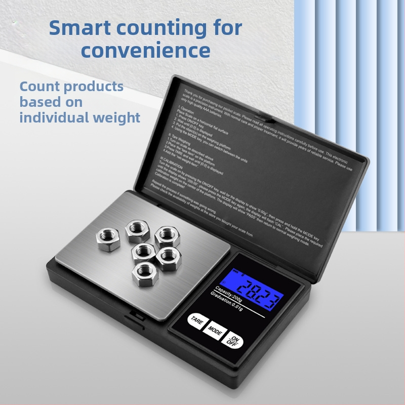 CHANGXIE CX-258 цифрова бижутерийна скала, компактна портативна с висока прецизност, диапазон 0,05–500 г, захранване с две AAA батерии, за бижута