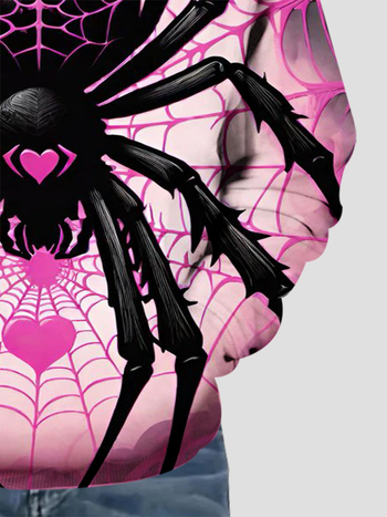 Παιδικό hoodie με κουκούλα, 3D εκτύπωση αράχνης, αναπνεύσιμο terry ύφασμα, επένδυση πολυεστέρα, μακριά μανίκια