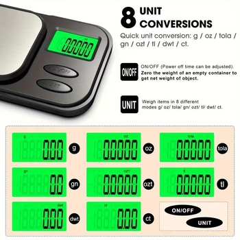 Mini tikslumo elektroninės svarstyklės virtuvei ir papuošalams – Hengte 2011, svarstymo diapazonas 1000/0.1 g, elektroninis matavimas, maitinimas 2xAA, daugiafunkcinė