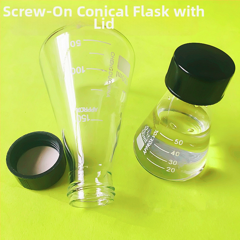 Стъклена триъгълна конусна колба със завинтващо се гърло и капак, Elite Experiment