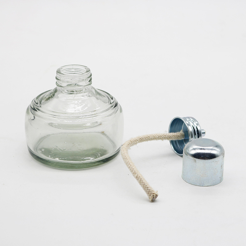 Lampă cu alcool pentru laborator dentar, corp din sticlă groasă, capac metalic, pentru încălzire și dezinfectare