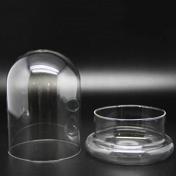 Σετ γυάλινος θόλος μικρο-τοπίου 2 σε 1 με φιάλη βρύων — φυσητό γυαλί υψηλής ποιότητας, γεωμετρικός μοντέρνος διακοσμητικός επιτραπέζιος