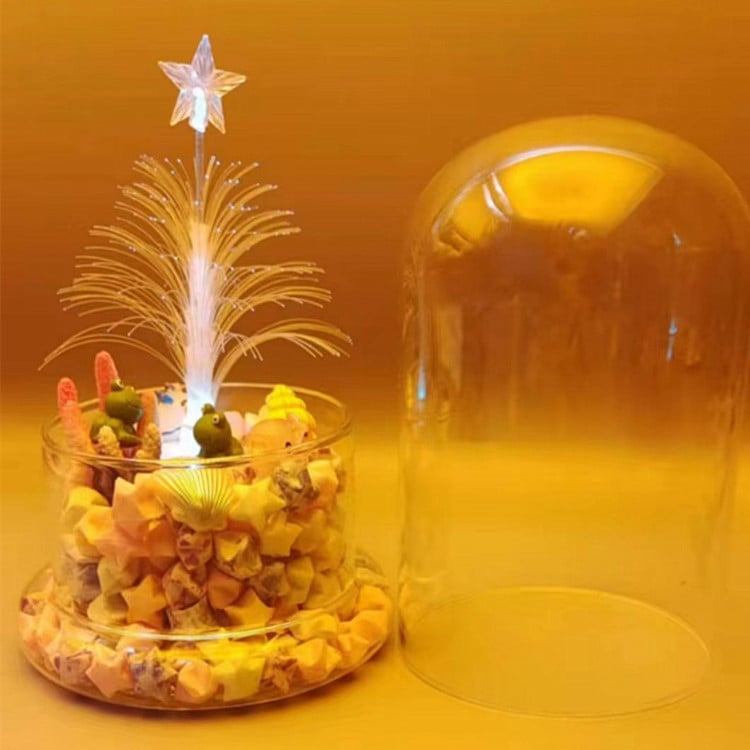 Σετ γυάλινος θόλος μικρο-τοπίου 2 σε 1 με φιάλη βρύων — φυσητό γυαλί υψηλής ποιότητας, γεωμετρικός μοντέρνος διακοσμητικός επιτραπέζιος