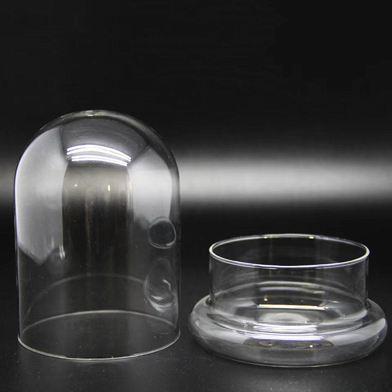 Σετ γυάλινος θόλος μικρο-τοπίου 2 σε 1 με φιάλη βρύων — φυσητό γυαλί υψηλής ποιότητας, γεωμετρικός μοντέρνος διακοσμητικός επιτραπέζιος