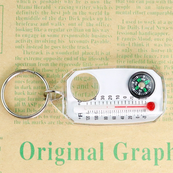 Āra tri vienā kompass ar augstas precizitātes termometru un lupas – mini atslēgu piekariņš