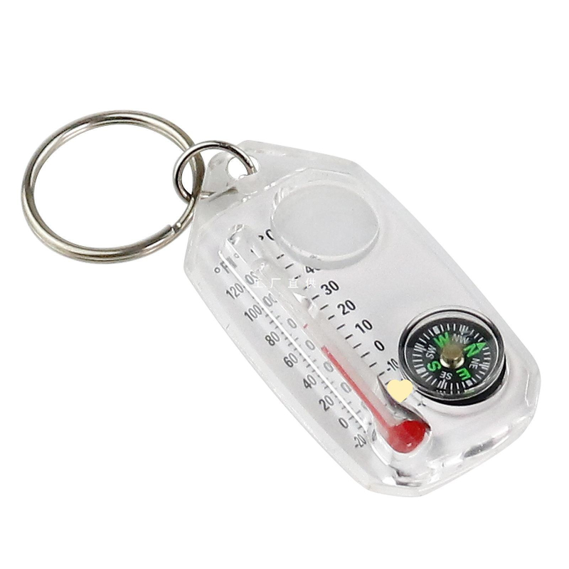 Āra tri vienā kompass ar augstas precizitātes termometru un lupas – mini atslēgu piekariņš