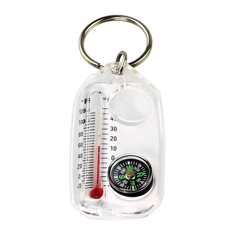 Āra tri vienā kompass ar augstas precizitātes termometru un lupas – mini atslēgu piekariņš