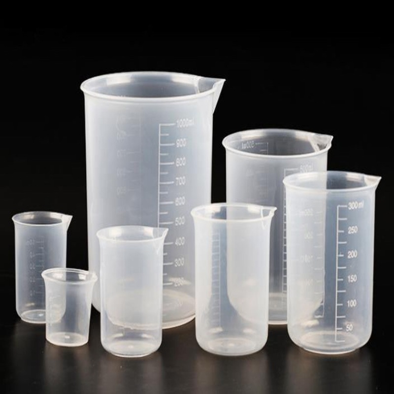 Huiya пластмасова лабораторна чашка за измерване без дръжка с двойна скала, 9 броя, модел 5