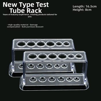 Пластмасов държач за пробирки с 6 дупки, прозрачен, модел 007