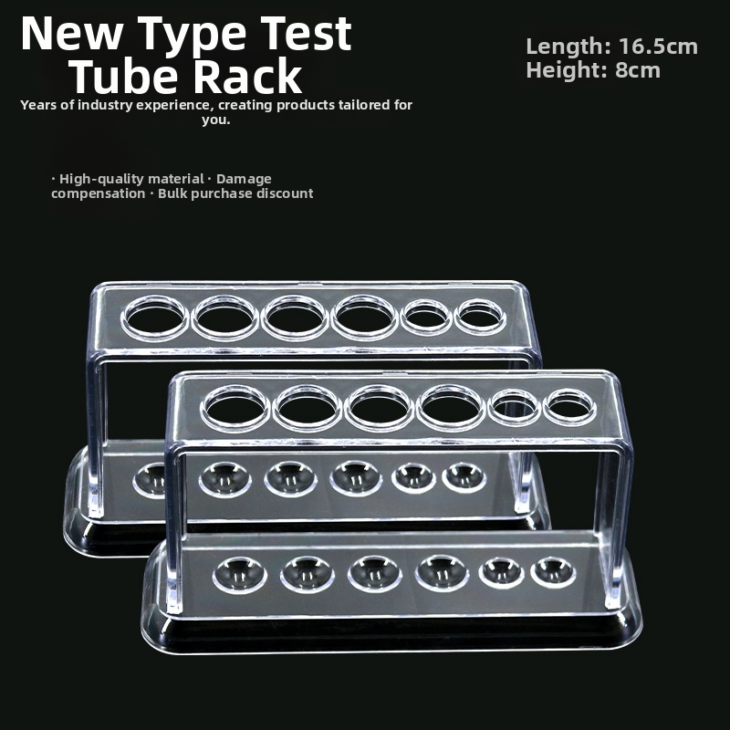 6 caurumu plastmasas laboratorijas statīvs epruvēm, caurspīdīgs, modelis 007