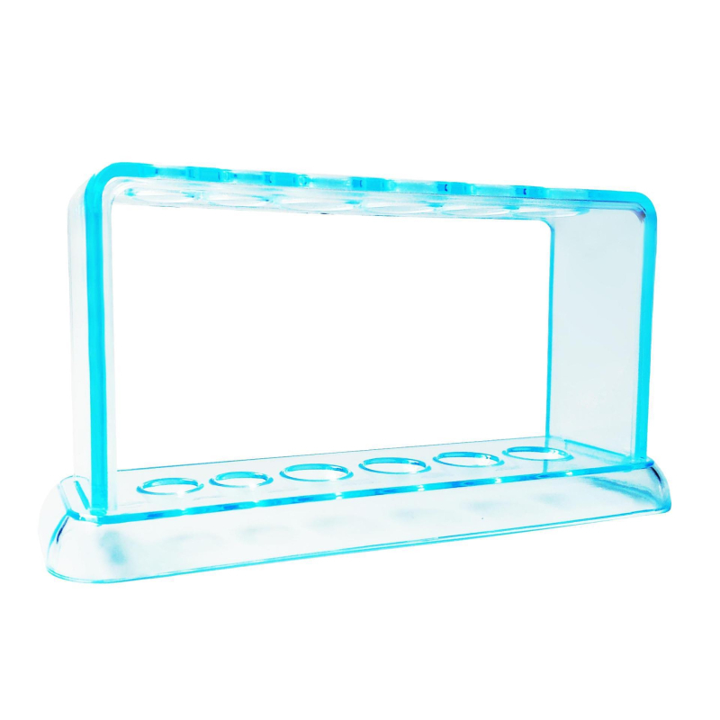 Пластмасов държач за пробирки с 6 дупки, прозрачен, модел 007