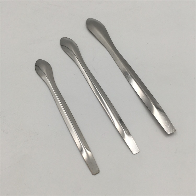 Nerūdijusio plieno laboratorinis šaukštelis, mikro šaukšteliai, trijų dalių rinkinys, 10 rinkinių dėžutėje