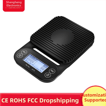 Virtuvės elektroninės kavos svarstyklės su laikmačiu, tikslumas 0,1 g, talpa 0,1–3000 g, nešiojamas ir atsparus vandeniui, modelis SH-268.