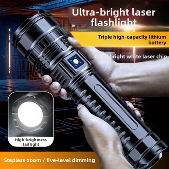 Φακός LED με ισχυρό ζουμ, αλουμινένιο σώμα, επαναφορτιζόμενη μπαταρία 5400mAh, ισχύς 20W, εμβέλεια 500m+