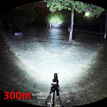 Φακός LED με μπαταρία 1200mAh, 10W, αλουμινένιο σώμα, εμβέλεια 100–200 m, επαναφορτιζόμενος.