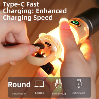 LED φακός με οπτικό ζουμ, επαναφορτιζόμενος, 10W, εμβέλεια έως 500 m, με άγκιστρο