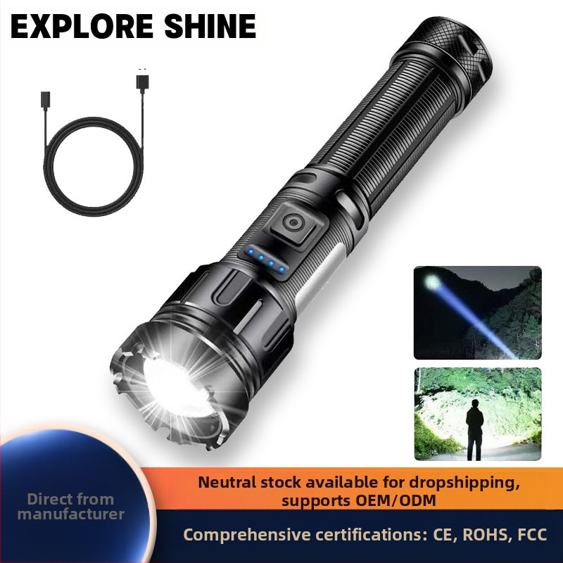 Rankinis LED žibintas su COB šoniniu apšvietimu, 1000 lm, Type-C įkrovimas, IP44