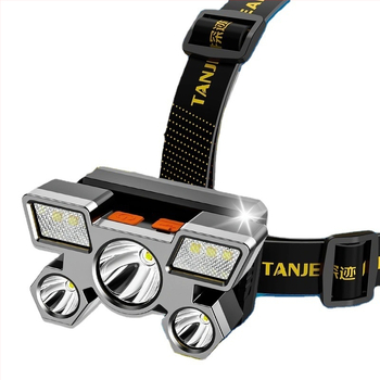 Πεντακέφαλος LED φακός κεφαλής για εξόρυξη, επαναφορτιζόμενος, 20W, μπαταρία 4000mAh, εμβέλεια 100–200 m