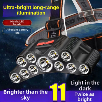 LED galvos žibintas USB įkraunamas, 200 m veikimo atstumas, atsparus vandeniui, 113 g