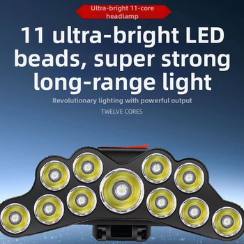 LED galvos žibintas USB įkraunamas, 200 m veikimo atstumas, atsparus vandeniui, 113 g