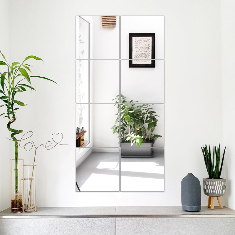 Plastično ogledalo za zid, kvadratnog oblika, bez okvira, samoljepljivo, dekorativno, modernog minimalističkog stila