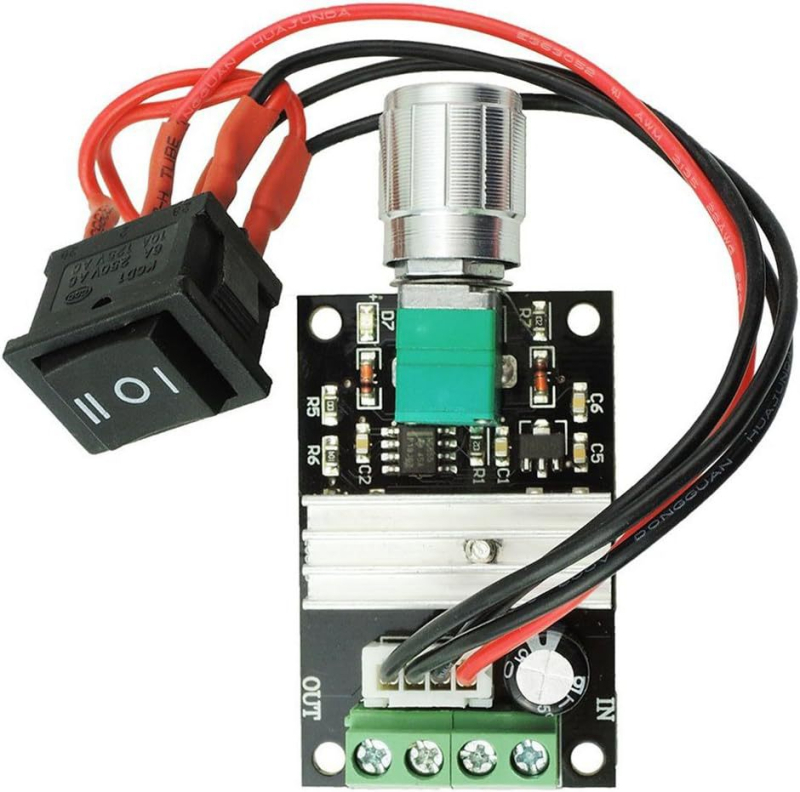 DC motor sebességszabályzó potenciométerrel – Aemedy, 6V–28V, 3A (6V-28V, 3A, potenciométerrel)