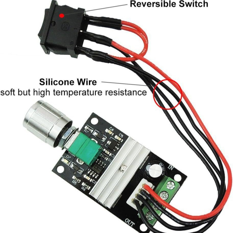 Regulator brzine DC motora s potenciometrom – Aemedy, 6V–28V, 3A (6V-28V, 3A, s potenciometrom)