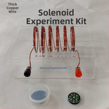 Учебен комплект за електрически експерименти: соленоид, медна тел, магнитна стрелка и железен прах
