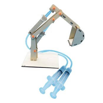 Koka divkanālu hidrauliskais ekskavators komplekts STEM izglītībai, vecums 7–14 gadi.