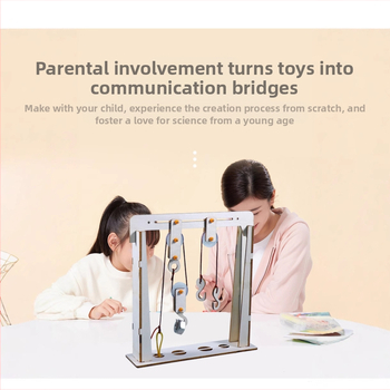 Koka fiksētas rulīšu sistēmas komplekts DIY fizikāliem eksperimentiem – izglītojoša spēle pusaudžiem 7–14 gados
