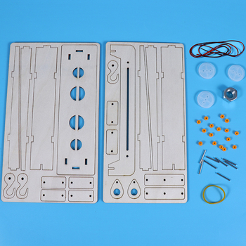 Koka fiksētas rulīšu sistēmas komplekts DIY fizikāliem eksperimentiem – izglītojoša spēle pusaudžiem 7–14 gados