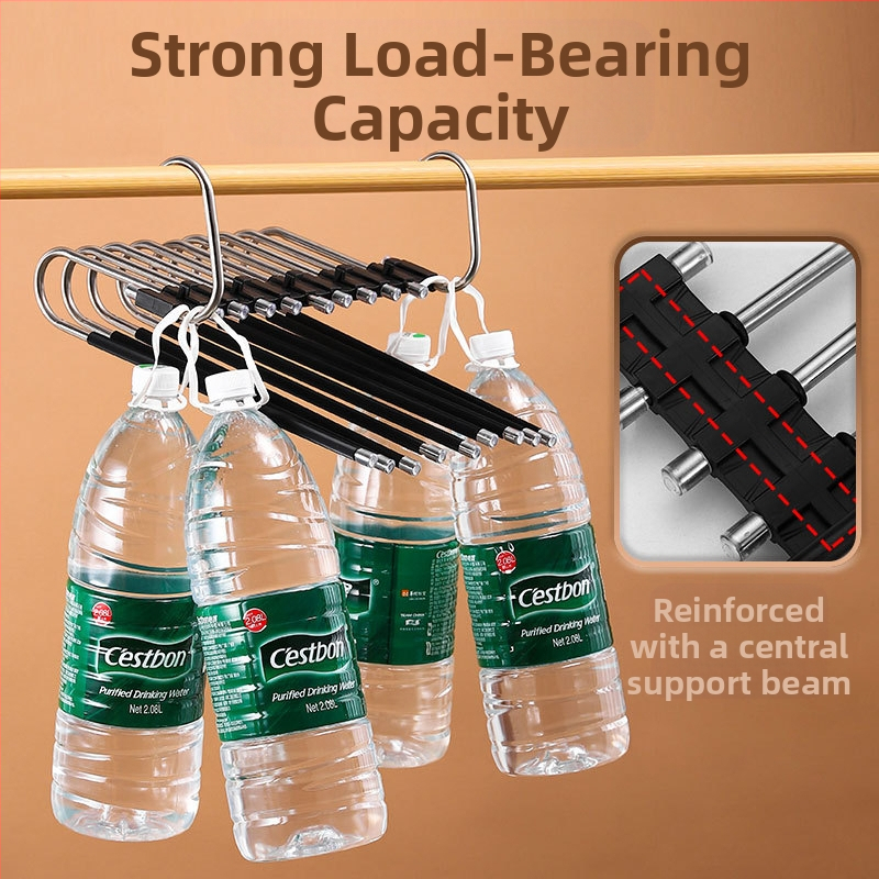 Стойка за панталони Xufeng — многослойна сгъваема телескопична, от неръждаема стомана и ABS, антиплъзгаща