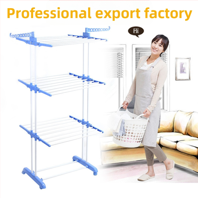 Chinlan подов сушилник за дрехи, 3-етажен сгъваем дизайн, метална тръбна рамка с PP компоненти, модерен минималистичен стил, възможна персонализация